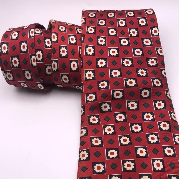 Brooks Brothers All Silk Floral Geo Pattern - Picture 2 of 6